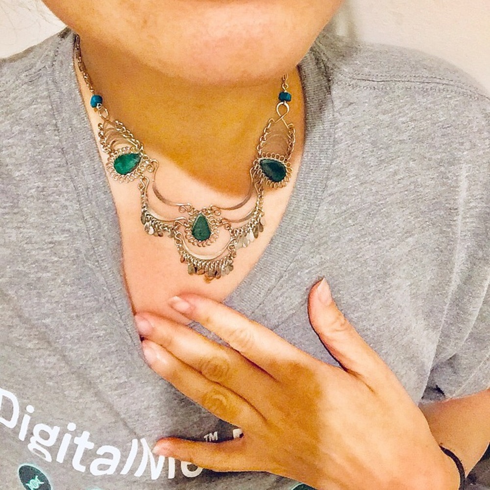 Silver & semi-precious stone necklace